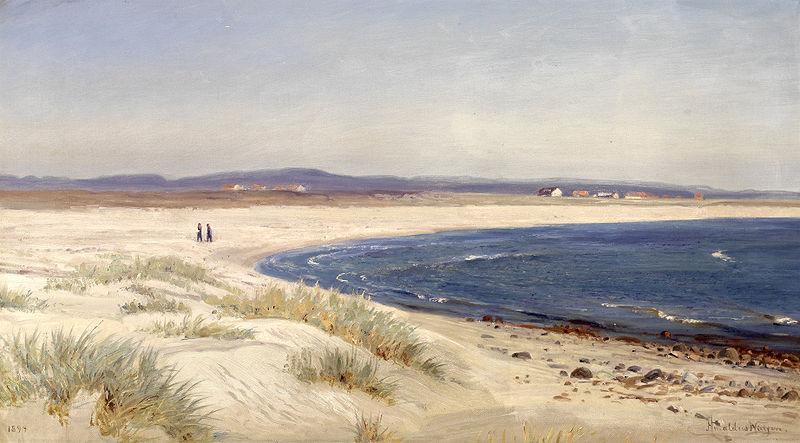 Amaldus Clarin Nielsen Mennesker pa en strand oil painting picture